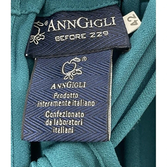 AnnGigli Before 229 Mini Halter Shift Dress Sz 42 Italian Made Green Tie Neck - Picture 4 of 8